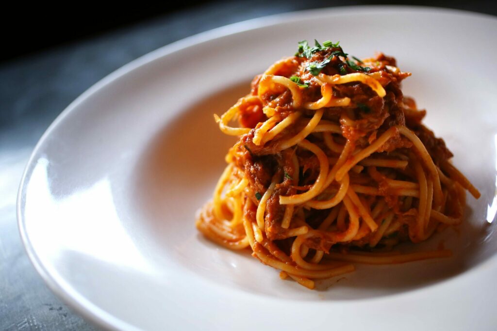 Spaghetti alla Bolognese pasta at Baci Cafe & Wine Bar in Healdsburg