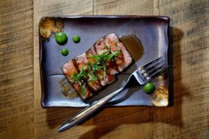 Korean barbecue Wagyu short ribs with scallions at Two Birds One Stone in St. Helena, on Sunday, November 6, 2016. (Photo by Beth Schlanker)