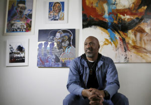 Artist Orin Carpenter at his art studio in Novato, Calif., on Sunday, March 14, 2021. (Beth Schlanker/ The Press Democrat)