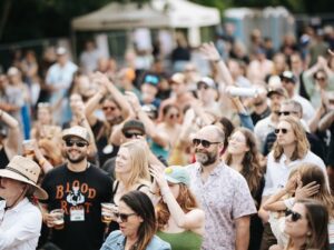 Crowds listen to performers at Blood Root Ramble. (Leah-Ann Beverley)