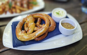 Bavarian pretzels at Tisza Bistro's Beer Garden in Healdsburg. (Heather Irwin/The Press Democrat)